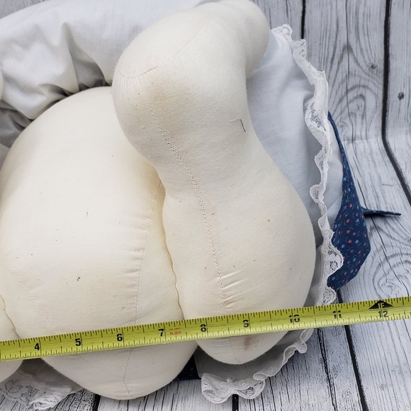 Large Sitting Vintage Handmade Plush Cloth Floppy Ears Bunny Girl Doll - Picture 13 of 14